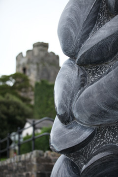 Mussels. A Granite sculpture on the dock at Conwy