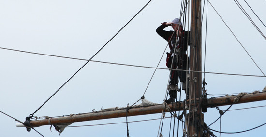 Jack Sparrow in the rigging