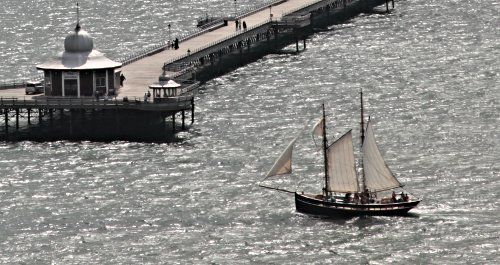 A Tall Ship passes Bangor Pier