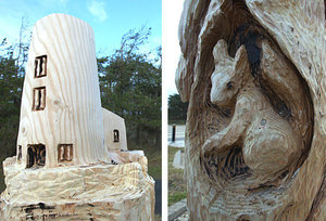 totems at Llanddwyn Beach