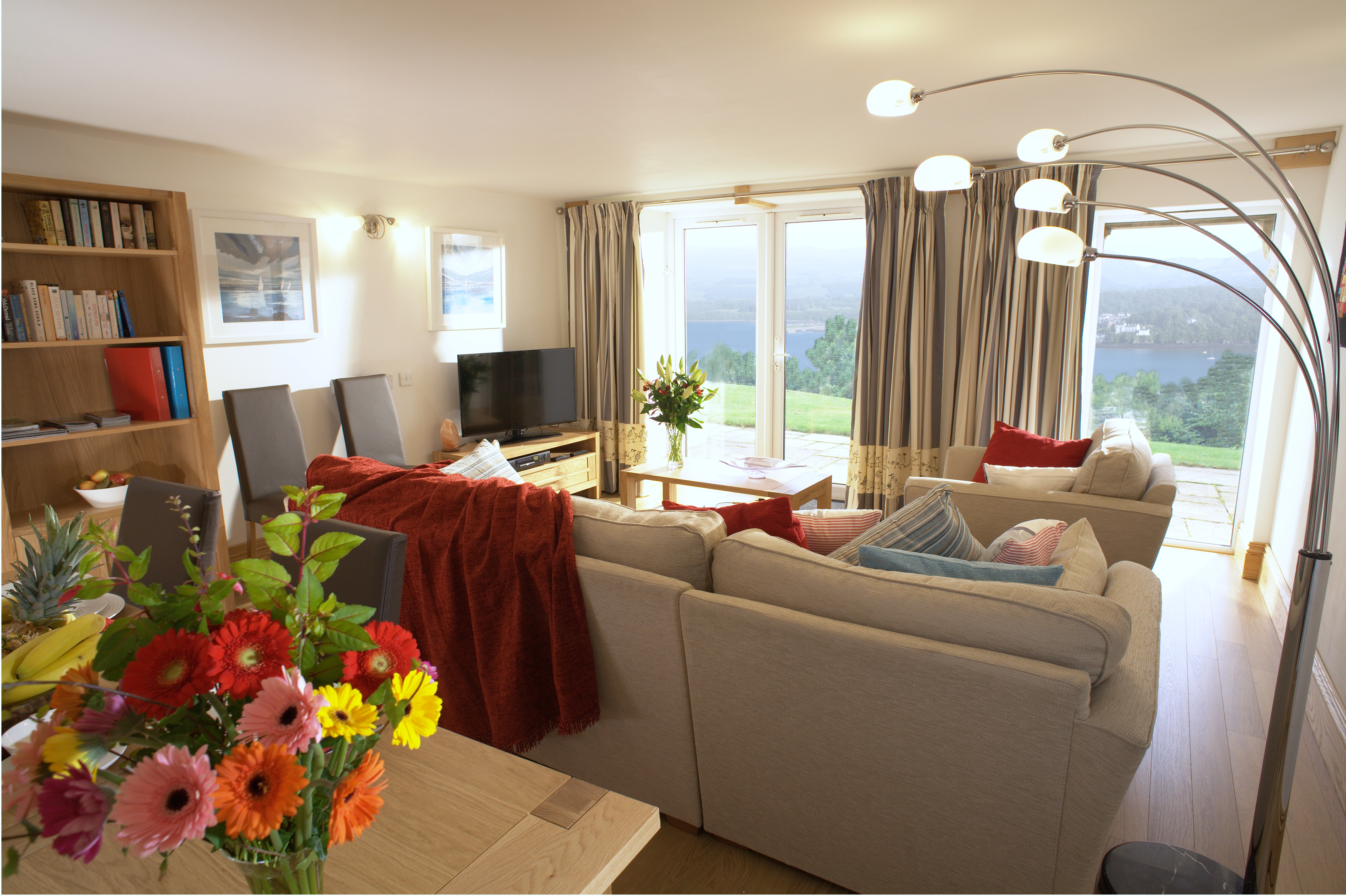 Lounge with magnificent view of Menai Strait and Snowdonia