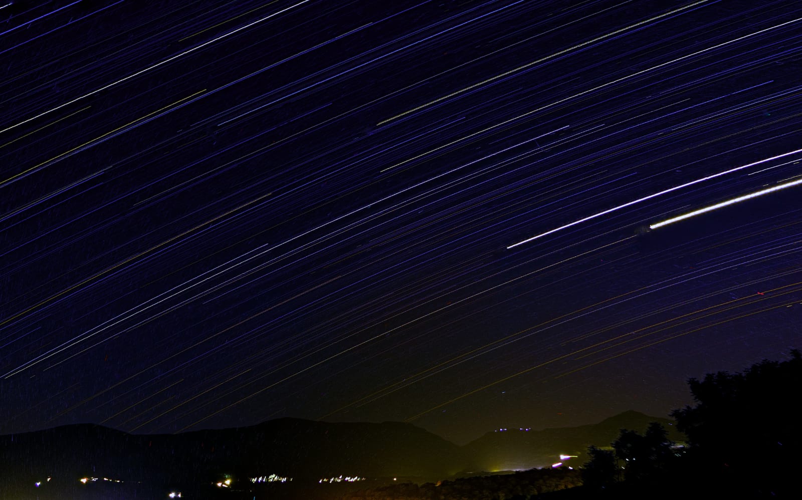 Time-lapse star trails over Snowdonia